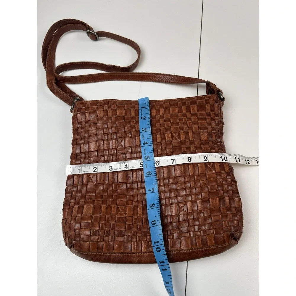 Anthropologie Vilenca Holland Brown Woven Leather Crossbody Bag Boho
